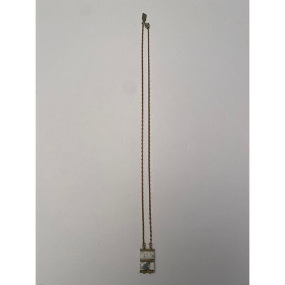 MICHELLE STARBUCK signed Brass Chain Howlite Stone Gray White Vintage - Picture 4 of 11